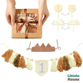 First Birthday High Chair Banner D080 Set of 1 | 1Y | Brown